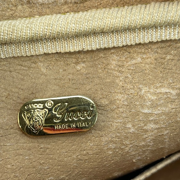 GUCCI Vintage GG Web PVC Canvas Leather Brown Clutch Toiletry Bag - Picture 7 of 12